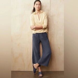 Pure Jill Sand-Washed Wide Leg Crop Pants | Grey Blue | Size Small